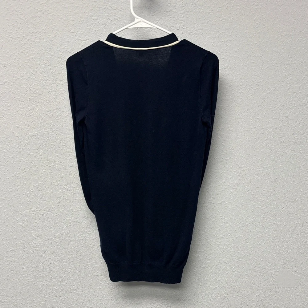 J. Crew Navy Blue W’s XS Cardigan with White Trim. 100% Cotton. Gently Used. - Picture 10 of 10
